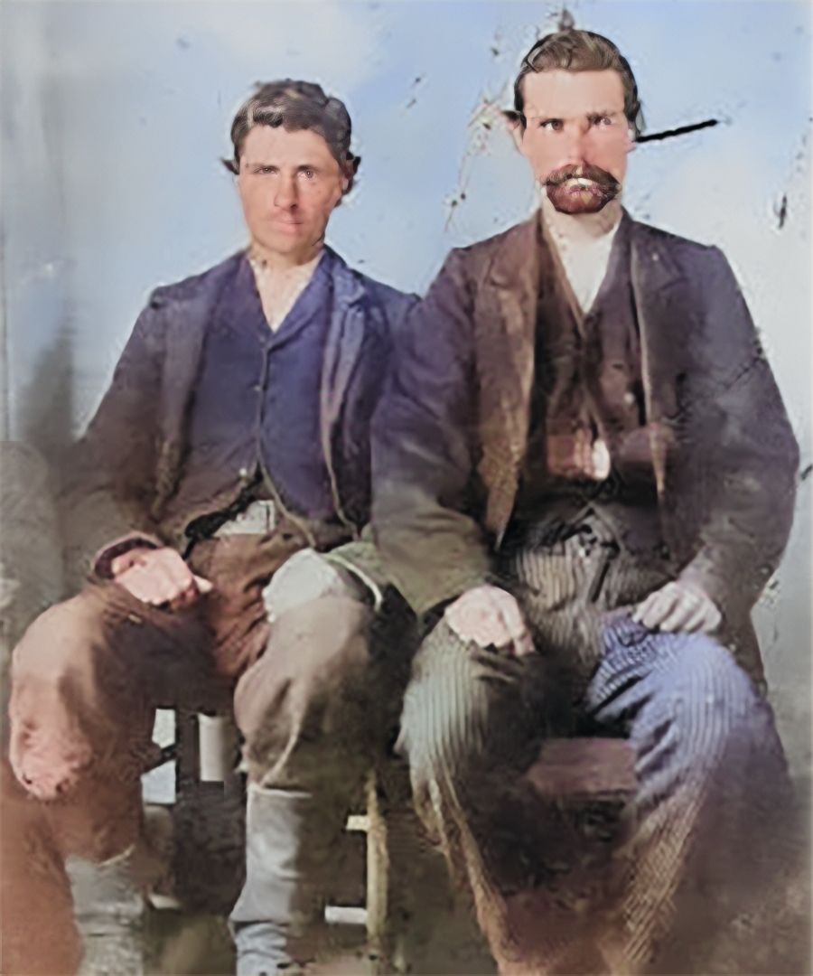Rare photo of Jesse James (right) and his eventual killer Robert Ford (left)
