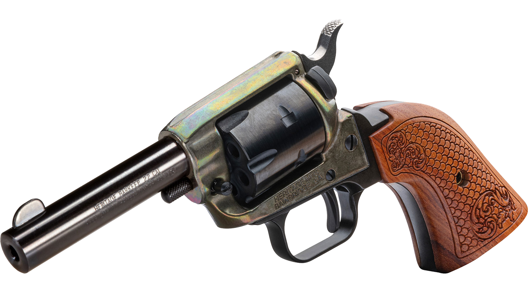  Heritage Barkeep™ Custom Scroll Wood Grips 3 in