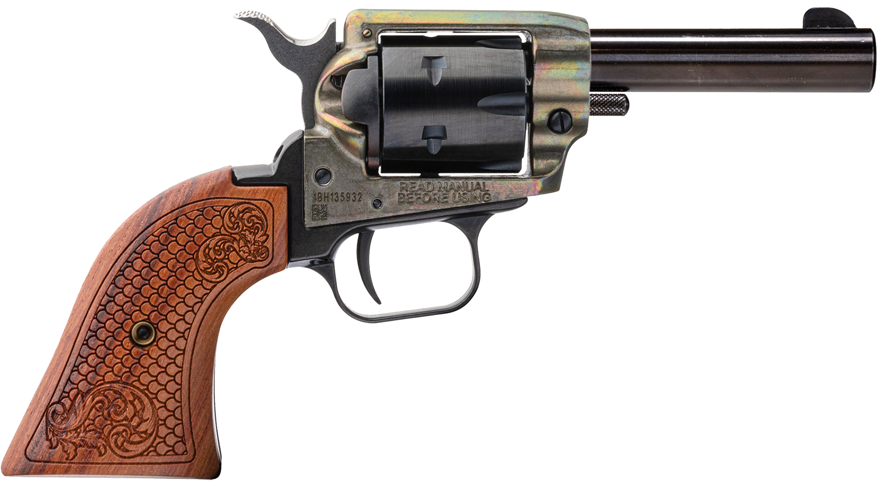  Heritage Barkeep™ Custom Scroll Wood Grips 3 in